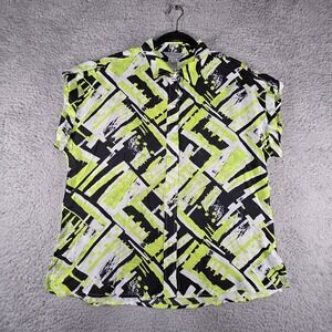 Multiples Top Womens M Geometric Cap Sleeve Square Abstract Artsy Wearable Art